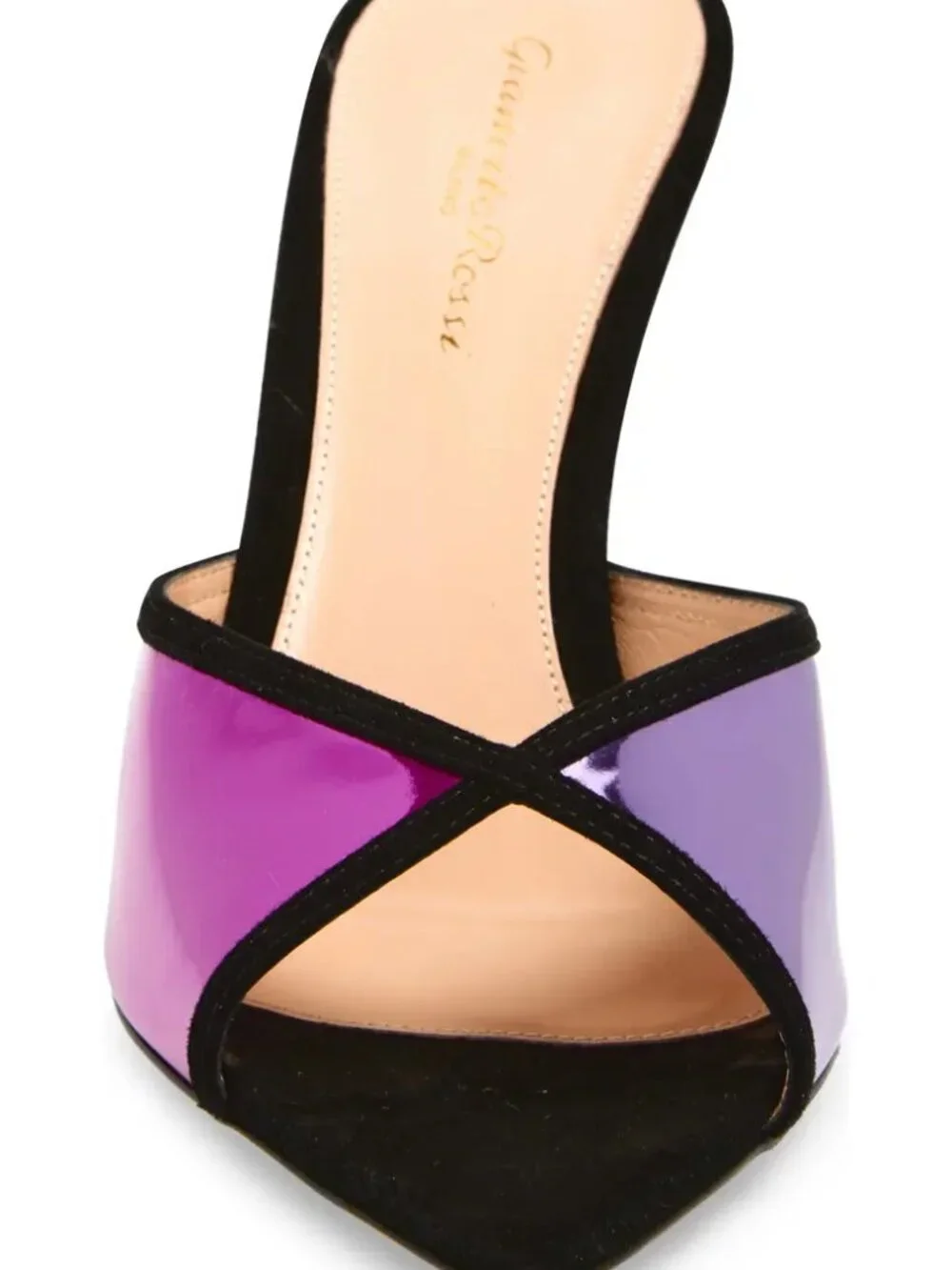 Gianvito Rossi Metallic Suede Mule Sandals